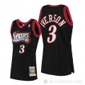 Camiseta Allen Iverson NO 3 Philadelphia 76ers Mitchell & Ness 1997-98 Negro