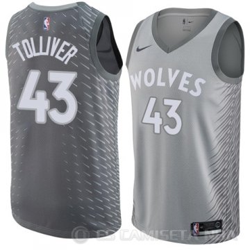 Camiseta Anthony Tolliver #43 Minnesota Timberwolves Ciudad 2017-18 Gris