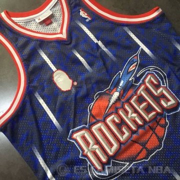 Camiseta Bape #93 Houston Rockets Retro Azul