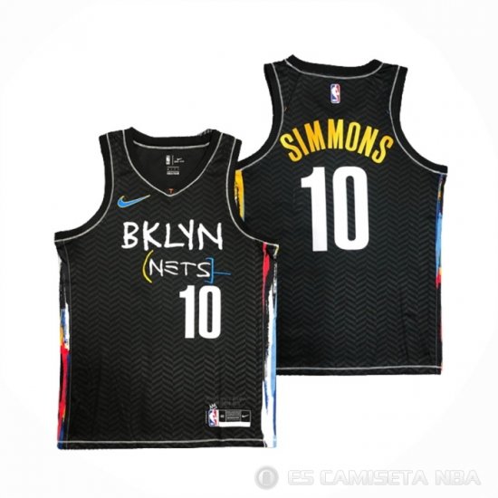 Camiseta Ben Simmons #10 Brooklyn Nets Ciudad 2020-21 Negro - Haga un click en la imagen para cerrar