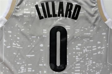 Camiseta Blazers Lillard #0 Luces de la ciudad Gris