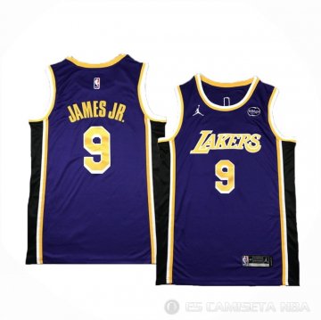 Camiseta Bronny James #9 Los Angeles Lakers Statement Violeta1