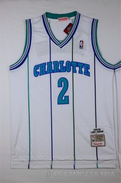 Camiseta Retro Johnson #2 Charlotte Hornets Blanco