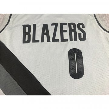 Camiseta Damian Lillard NO 0 Portland Trail Blazers Earned 2020-21 Gris