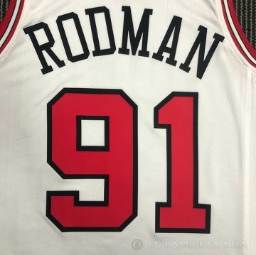 Camiseta Dennis Rodman NO 91 Chicago Bulls Association 2021 Blanco