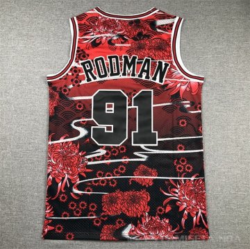 Camiseta Dennis Rodman #91 Chicago Bulls Mitchell & Ness Lunar New Year Rojo