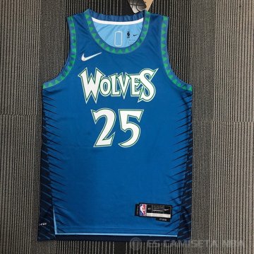 Camiseta Derrick Rose #25 Minnesota Timberwolves Ciudad 2021-22 Azul