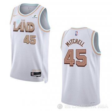 Camiseta Donovan Mitchell #45 Cleveland Cavaliers Ciudad 2022-23 Blanco