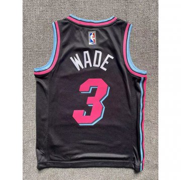 Camiseta Dwyane Wade #3 Miami Heat Nino Ciudad Negro