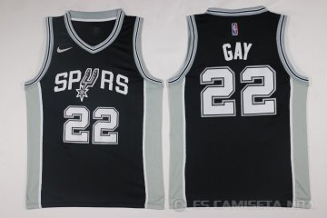 Camiseta Gay #22 San Antonio Spurs Autentico 2017-18 Negro