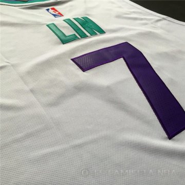 Camiseta Retro Lin #7 Charlotte Hornets Blanco