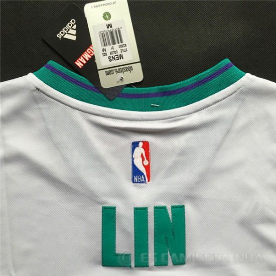 Camiseta Retro Lin #7 Charlotte Hornets Blanco - Haga un click en la imagen para cerrar