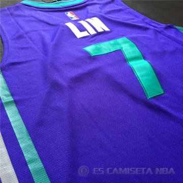 Camiseta Retro Lin #7 Charlotte Hornets Purpura