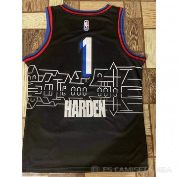 Camiseta James Harden #1 Philadelphia 76ers Ciudad 2020-21 Negro