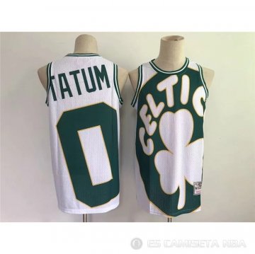 Camiseta Jayson Tatum NO 0 Boston Celtics Mitchell & Ness Big Face Blanco