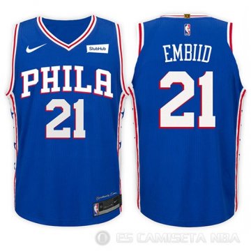 Camiseta Joel Embiid #21 Philadelphia 76ers Nino Icon 2017-18 Azul