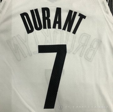 Camiseta Kevin Durant #7 Brooklyn Nets Association Autentico Blanco