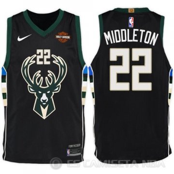 Camiseta Khris Middleton #22 Milwaukee Bucks Statement Harley 2017-18 Negro