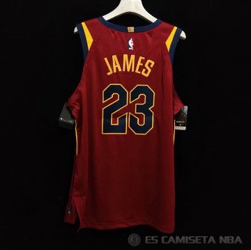 Camiseta LeBron James #23 Cleveland Cavaliers Icon Autentico Rojo