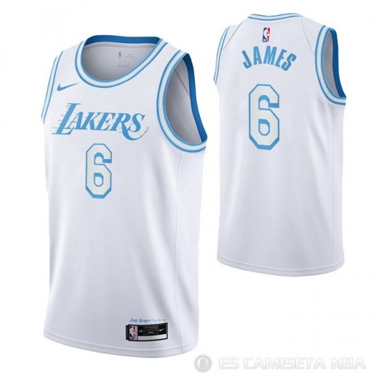 Camiseta LeBron James NO 6 Los Angeles Lakers Ciudad 2021-22 Blanco - Haga un click en la imagen para cerrar