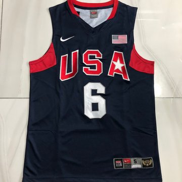 Camiseta LeBron James USA 2008 #6 Azul