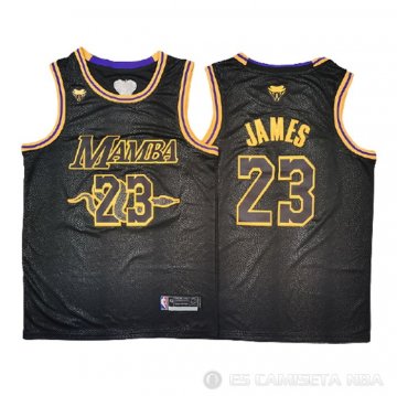 Camiseta Lebron James NO 23 Los Angeles Lakers Black Mamba Negro