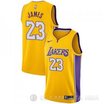 Camiseta Lebron James #23 Los Angeles Lakers Icon 2017-18 Amarillo