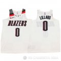 Camiseta Lillard #0 Portland Trail Blazers Autentico 2017-18 Blanco