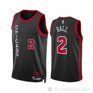 Camiseta Lonzo Ball #2 Chicago Bulls Ciudad 2023-24 Negro