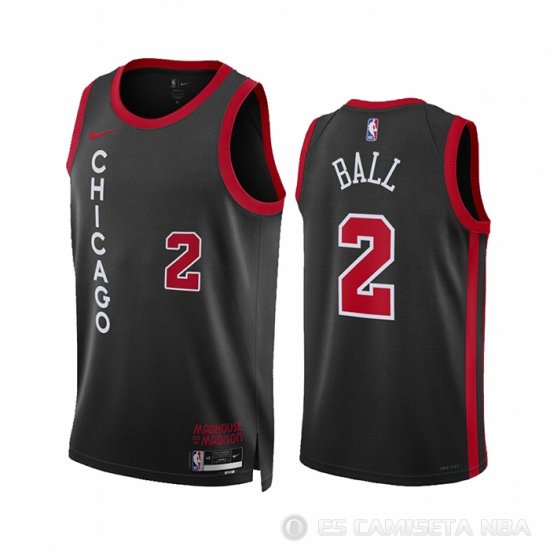 Camiseta Lonzo Ball #2 Chicago Bulls Ciudad 2023-24 Negro - Haga un click en la imagen para cerrar