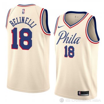 Camiseta Marco Belinelli #18 Philadelphia 76ers Ciudad 2018 Crema
