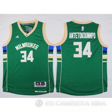 Camiseta Antetokounmpo #34 Milwaukee Bucks Nino Verde