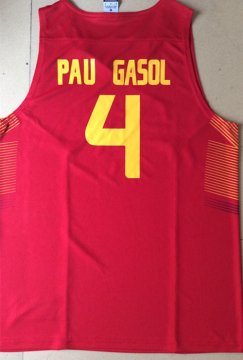 Camiseta Pau Gasol #4 Espana Rojo