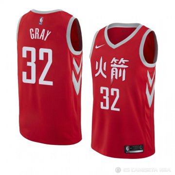 Camiseta Rob Gris #32 Houston Rockets Ciudad 2018 Rojo
