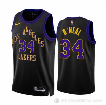 Camiseta Shaquille O\'neal #34 Los Angeles Lakers Ciudad 2023-24 Negro