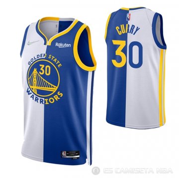 Camiseta Stephen Curry #30 Golden State Warriors Split Azul Blanco