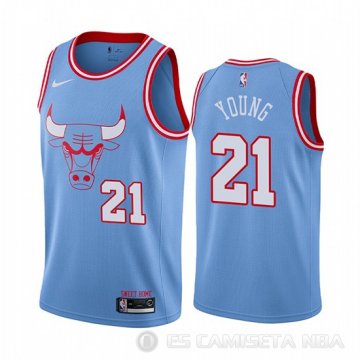 Camiseta Thaddeus Young #21 Chicago Bulls Ciudad Azul