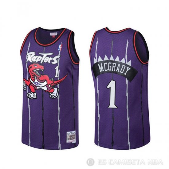 Camiseta Tracy Mcgrady #1 Toronto Raptors Hardwood Classics Violeta - Haga un click en la imagen para cerrar