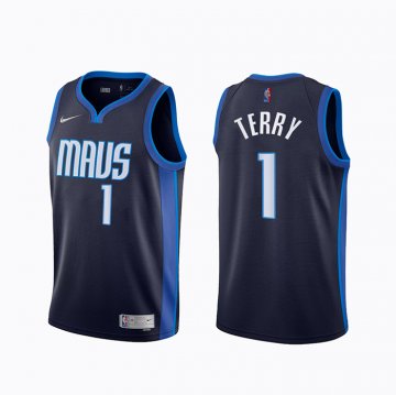 Camiseta Tyrell Terry NO 1 Dallas Mavericks Earned 2020-21 Azul