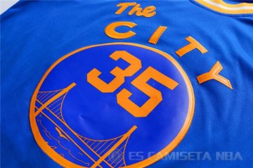 Camiseta Durant Warriors #35 Ciudad de Edicion Azul
