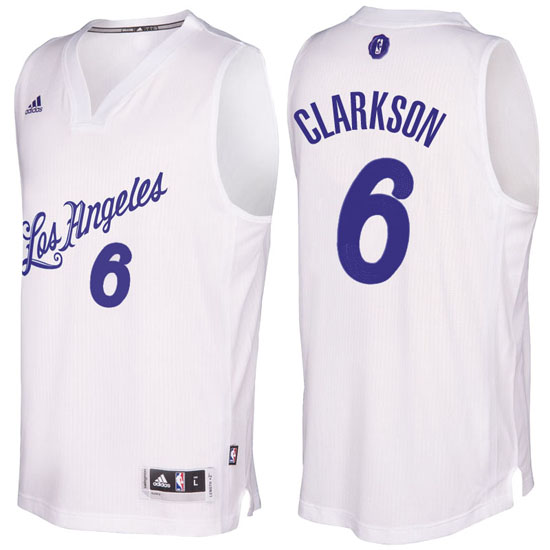 Camiseta Christmas Day LA Lakers Clarkson #6 Blanco 2016 - Haga un click en la imagen para cerrar