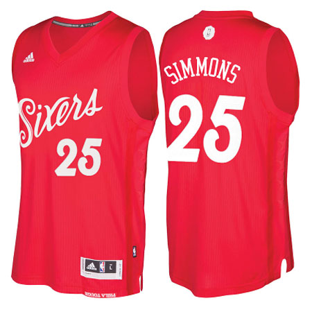 Camiseta Christmas Day Philadelphia 76ers Simmons #25 Rojo 2016 - Haga un click en la imagen para cerrar