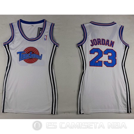 Camiseta Mujer Faldas Atractivas Jordan #23 Space Jam Blanco - Haga un click en la imagen para cerrar