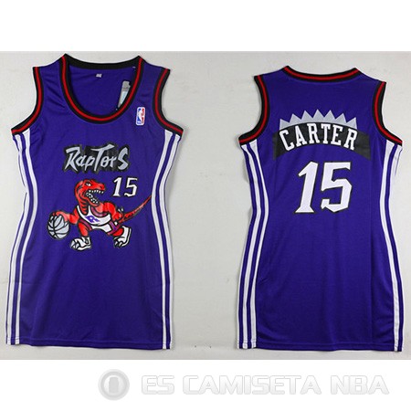 Camiseta Faldas Atractivas Raptors Carter #15 Purpura - Haga un click en la imagen para cerrar