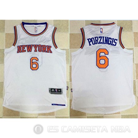Camiseta Knicks #6 Porzingis Blanco - Haga un click en la imagen para cerrar