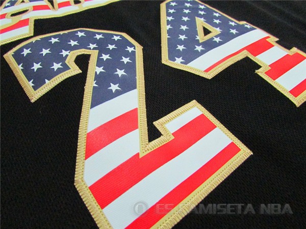 Camiseta Bryant #24 Bandera Americana Negro - Haga un click en la imagen para cerrar