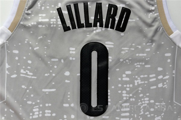 Camiseta Blazers Lillard #0 Luces de la ciudad Gris - Haga un click en la imagen para cerrar