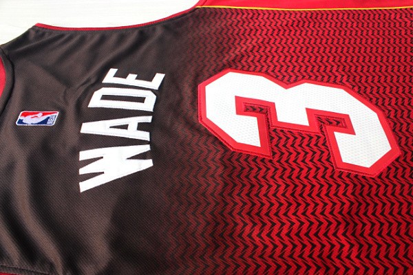 Camiseta Wade #3 Heats Resuenan Moda Rojo Negro - Haga un click en la imagen para cerrar