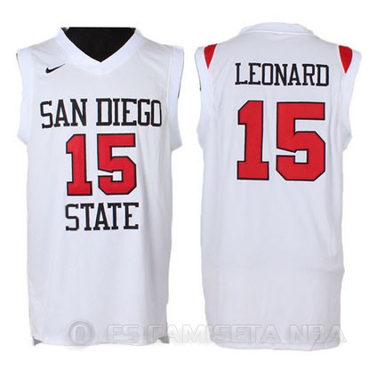 Camiseta San Diego State Leonard #15 NCAA Blanco - Haga un click en la imagen para cerrar