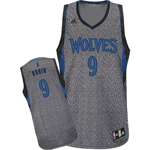 Camiseta Ricky Rubio #9 Timberwolves 2013 Moda Estatica Gris - Haga un click en la imagen para cerrar